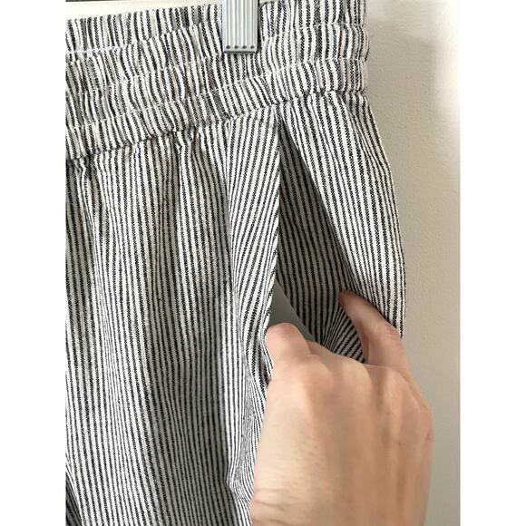J.Crew Linen Striped Elastic Waist Casual Pants Black Size 6 NEW - Picture 5 of 9